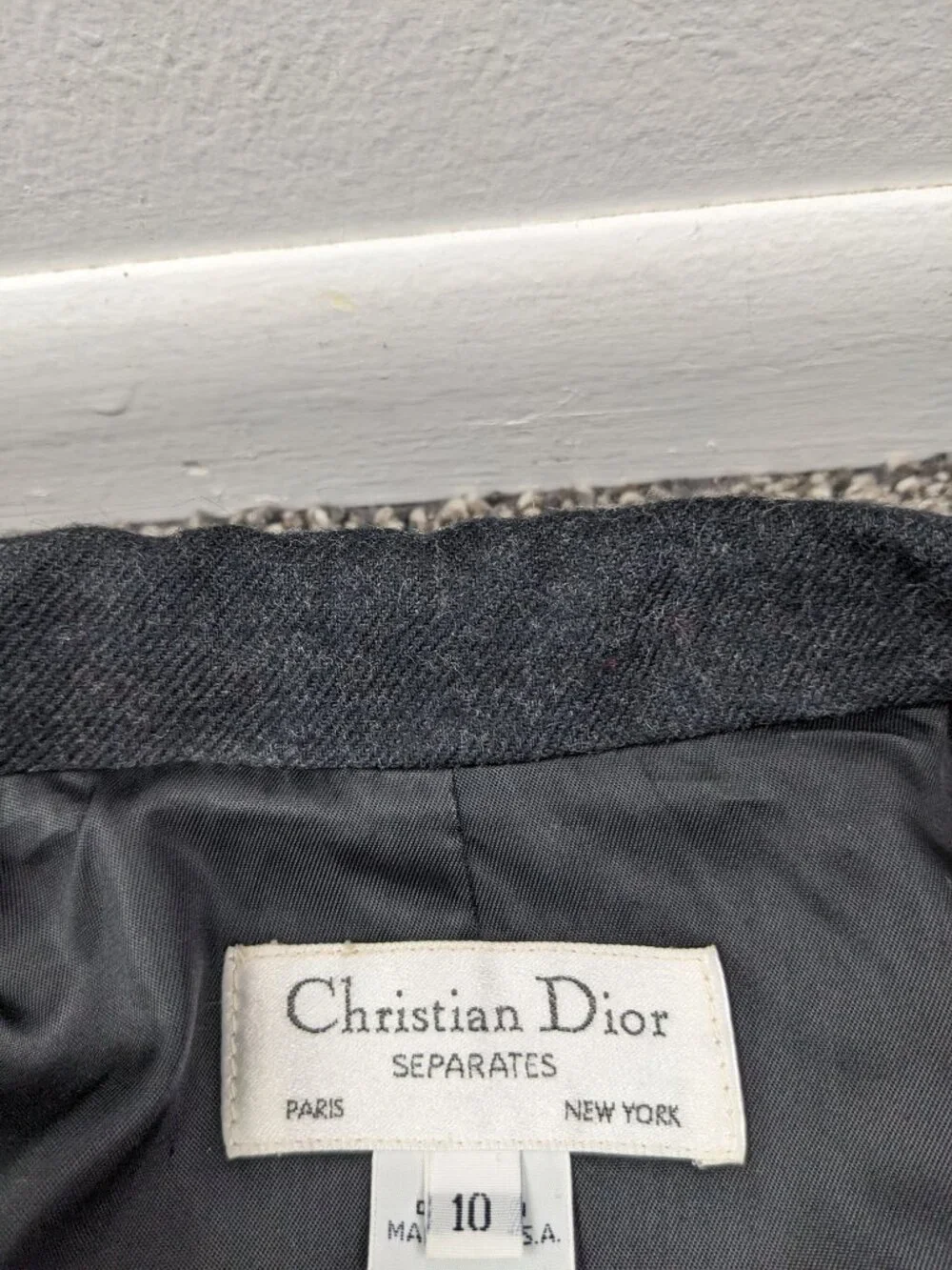 Vintage Christian Dior Blazer Jacket Military Flannel Wool Womens 10 USA Made